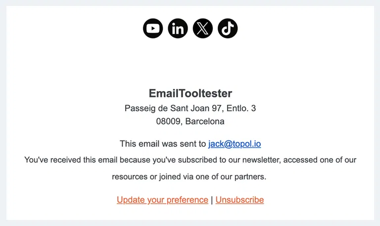 An example of a professional email footer