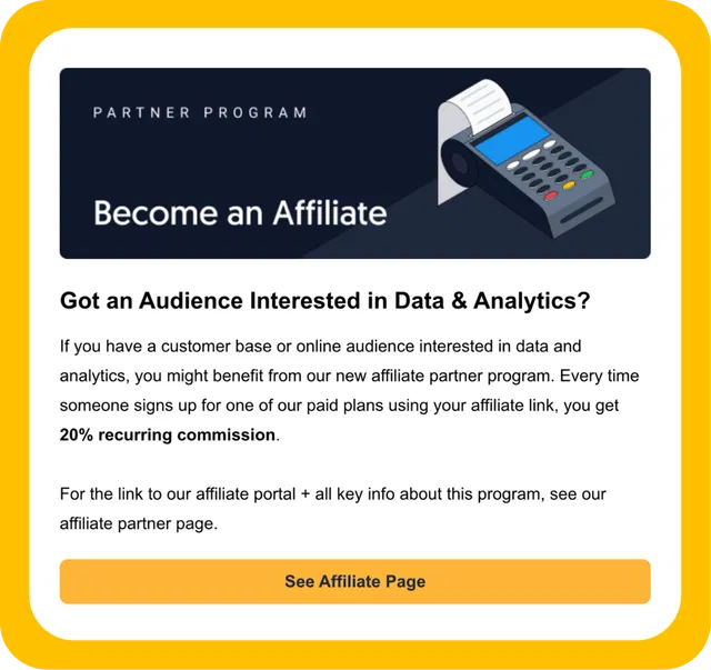 B2B newsletter call-to-action button sized to full content width