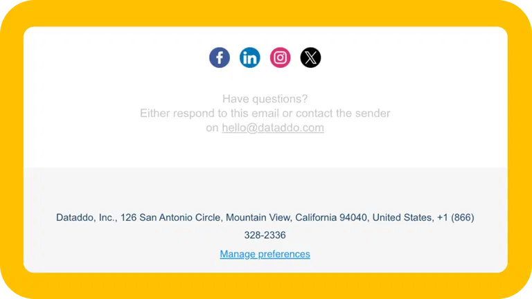 Footer section of a B2B newsletter example