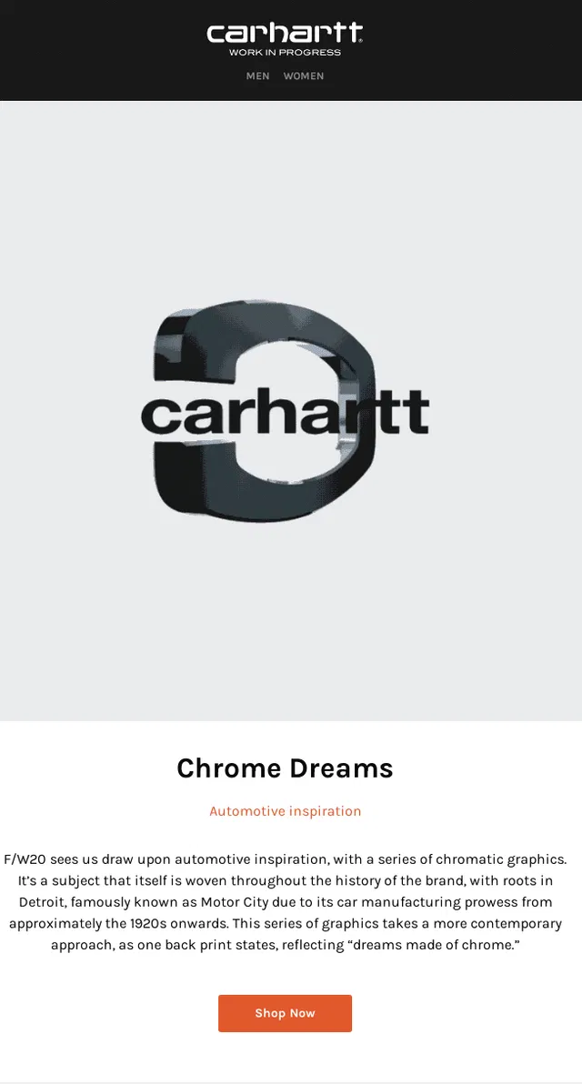 Carhartt example of Minimalist Email Design Example of Minimalist Email Design by brand Carhartt