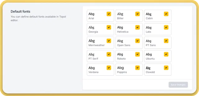 List of available custom fonts in Topol PRO application. List of available custom fonts in Topol PRO application.