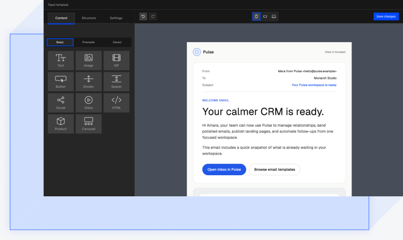 Fully white-labeled TOPOL email editor