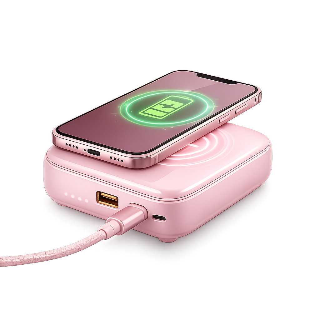 Pink phone charger product block
