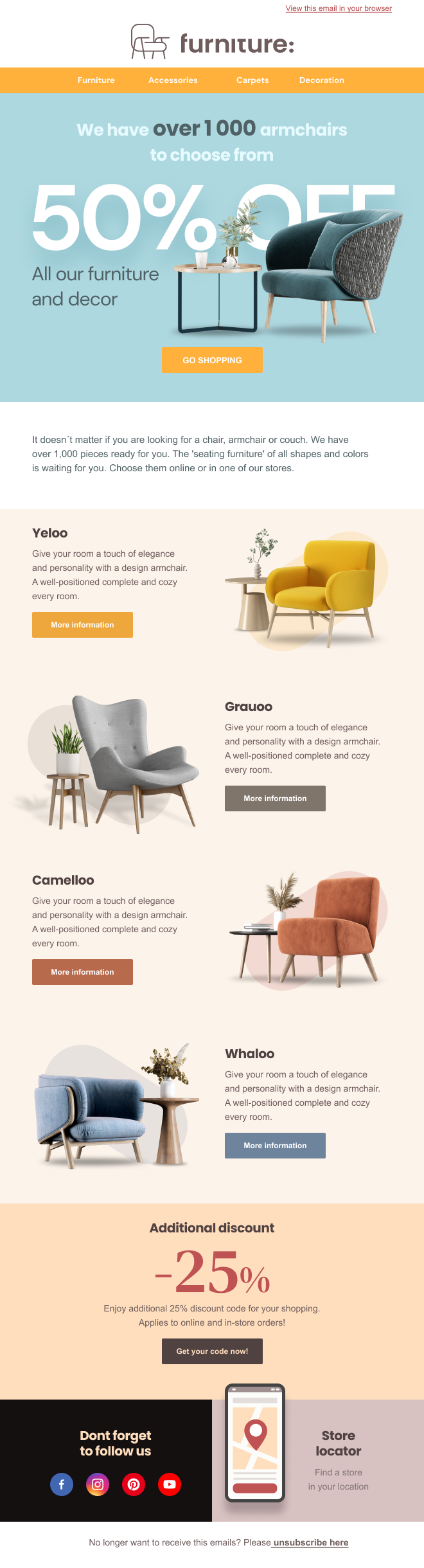 Furniture sale email template